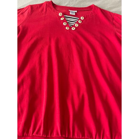 Vintage VICKI LANE short sleeve Red White and Blue nautical top SZ L - Picture 7 of 7